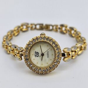Elizabeth Taylor Women's Watch 23MM White Dial Gold Case Bracelet 7" New Battery